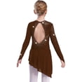 thumbnail image 2 of RUNQHUI Robe de Patinage Artistique à Manches Longues pour Filles, Dos Nu Brillant, Danse Lyrique Moderne, Marron 6, 2 of 5