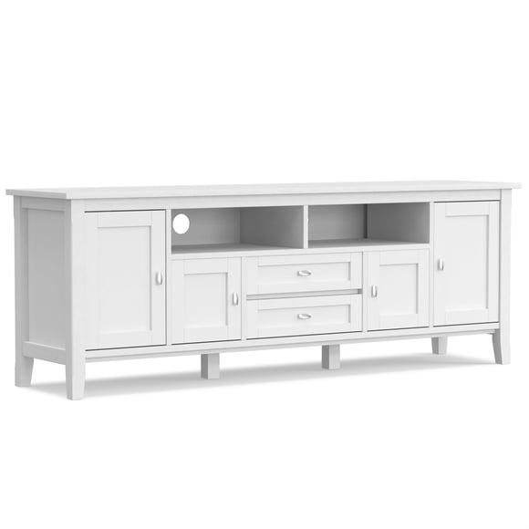 Simpli Home Warm Shaker Wood 72" TV Media Stand in White For TVs up to 80"