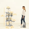 thumbnail image 3 of PawHut 63 Inch Cat Tree with Sisal Scratching Posts, Condos, Light Grey, 3 of 10