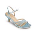 thumbnail image 1 of BLISSFUL STEP Women's Shoes Rhinestone Ankle Strap Kitten Heel Open Toe PU Buckle Sandals  Lake Blue 8, 1 of 7