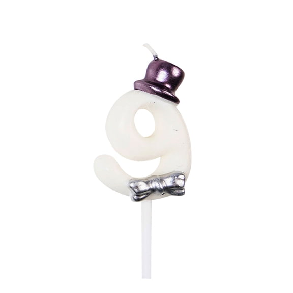 Pudcoco Numeral Birthday Candles Cake Topper with Bowknot Hat for Boys Girls