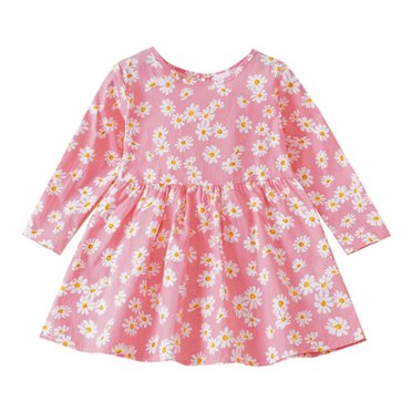 HNMKIU Robe Élégante à Manches Longues pour Tout-Petites Filles Tenue Décontractée à Imprimé pour le Printemps et l'Automne