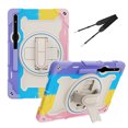 thumbnail image 1 of XYX 3in1 Rotating Stand Case for Samsung Galaxy Tab S7+/Tab S8+ 12.4 inch with Hand/Shoulder Strap, Shockproof Rugged, Colorful Pink, 1 of 7
