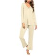 thumbnail image 1 of Timegard Ensembles de Pyjamas pour Femmes 2 Pcs Manches Longues Col en V Haut Froncé et Pantalon Automne Décontracté Doux Tenues de Pjs, 1 of 4