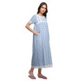 thumbnail image 2 of Moomaya Printed Short Sleeve Maxi Nightdress Button Down Cotton Sleepwear Gown, 2 of 5