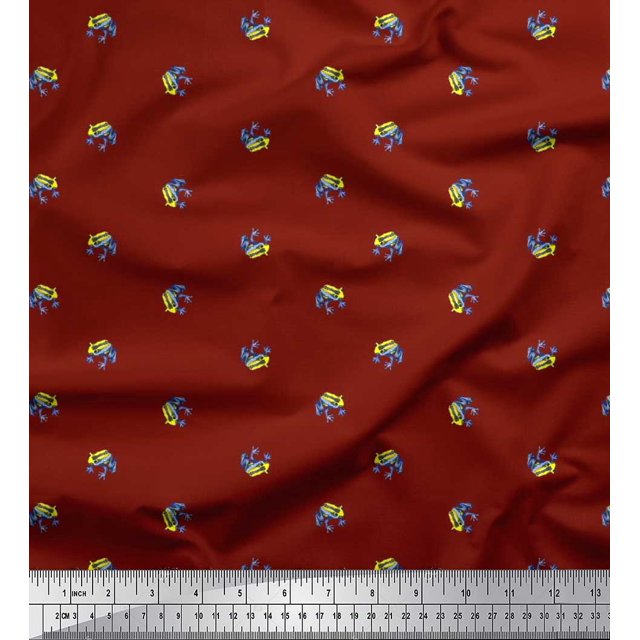 Soimoi Velvet Fabric Frog Animal Print Fabric by Yard 58 Inch Wide