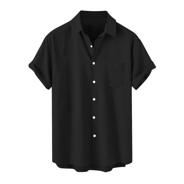 JIUKE Plus Size Shirts for Men Short Sleeve Button down Shirts Lapel Solid Color Loose Summer Vacation Blouses