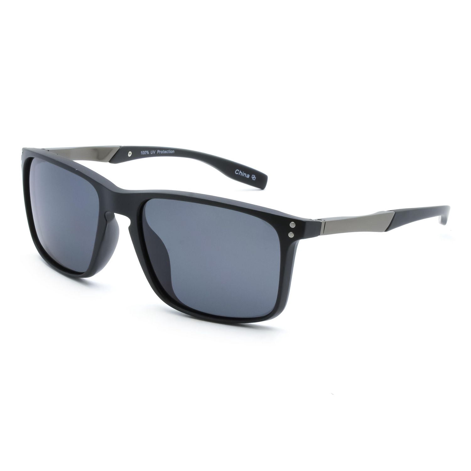 George Mens Black Polarized Square Sunglasses