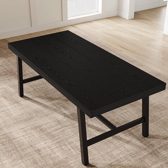 EastVita 71" Rectangular Dining Table for 6-10 - Farmhouse Kitchen Table, Black