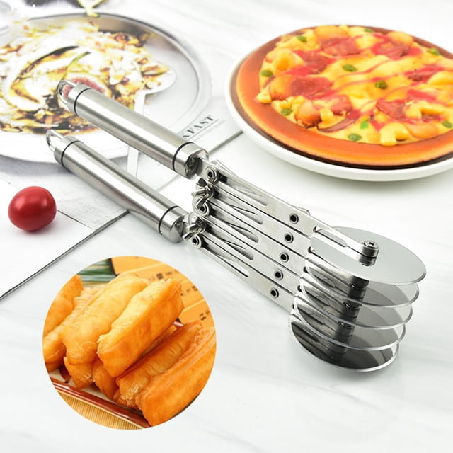 Yhmxh Gadgets de Cuisine Coupe-Tarte à 5 Roues en Acier Inoxydable Coupeur Manuel Rétractable Rouleau à Pizza Coupe-Pâtes à Roues Multiples Coupe-Tarte Accessoires KitchenAid Accessoires de Cuisine pour Cuisine Restaurant