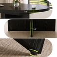 thumbnail image 4 of 43.3''-59'' Extendable Dining Table for 4-8, Round to Oval Kitchen Table with Hidden Storage & Sturdy Cross Base, Modern Dinner Table for Dining Room Living Room, Removable Leaves, 4 of 8