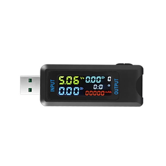 TFixol Smart Digital Multimeter with USB/Type-C Ports, Real-Time Charging Monitor, Battery Capacity Analyzer, Supports Multiple Fast Charging Protocols, Stores Up to 9 Data Sets, Compact Design for