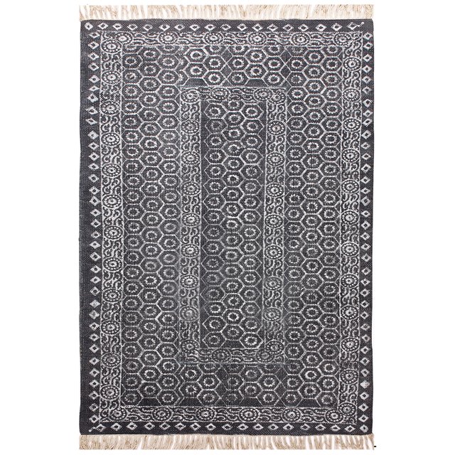 Casavani Handmade Cotton Rug Hallway Stair Runner Rug Black Area Kilim 3x10 feet
