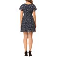 thumbnail image 3 of INSPIRE CHIC Women's Floral Lace-up Chiffon Dress, 3 of 6