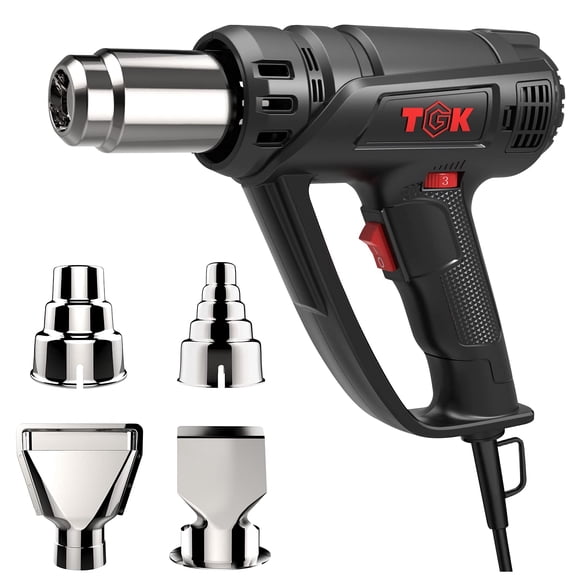 TOYTEXX 1800W Heat Gun with Adjustable Temperature (122°F–1202°F), 4 Nozzles, Overload Protection