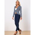thumbnail image 2 of INSPIRE CHIC Women's Notched Lapel Button Decor Thin Striped Blazer, 2 of 7