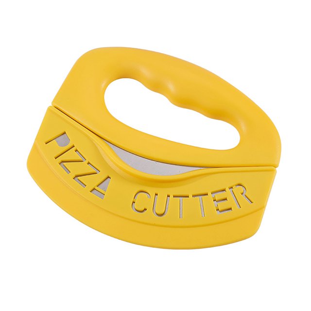 Oleegame 1PC Tomato Slicer And Lemon Slicer Stainless Steel Pizza Cuttera Semicircular Vibrator Multifunctional Pizza Cuttera Kitchen Tool Yellow