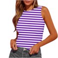 thumbnail image 1 of Plebaso Womens Slim Striped Tank Tops Sleeveless Crewneck Ruched Blouses Summer Casual Basic Tee Tops, 1 of 4