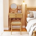 thumbnail image 4 of Costway Ensemble de Table de Maquillage Compact de 23,5 Pouces avec 2 Tiroirs Étagères de Rangement Ouvertes Tabouret de Coiffeuse, 4 of 8