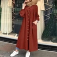 thumbnail image 1 of TopLLC Longues Robe à Manches à Col Rond la Mode Robe d'Hiver pour Femme Grande Taille Décontractée Col Rond Ample Boutons Poche Robe Imprimée à Manches Longues Robe pour Femme, 1 of 4