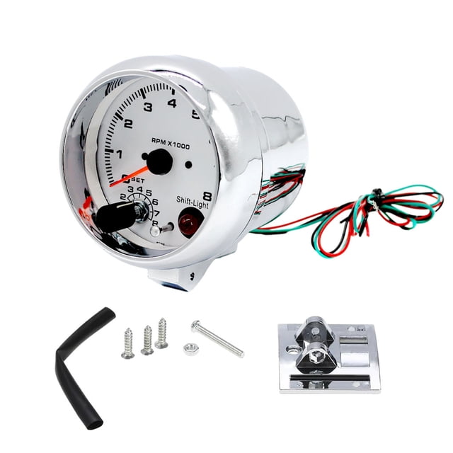 Youkk ABS 12V Car 3.75Inch Tachometer Tacho Gauge Tachometer Gauge with 7 LED Colors Shift Light 0-8000 RPM 1Set