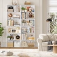 thumbnail image 4 of Homfa 6 Tier Tall Bookshelf and Bookcase, Wooden Bookcase Display Shelf for Living Room Home Office Library Storage, White, 4 of 8