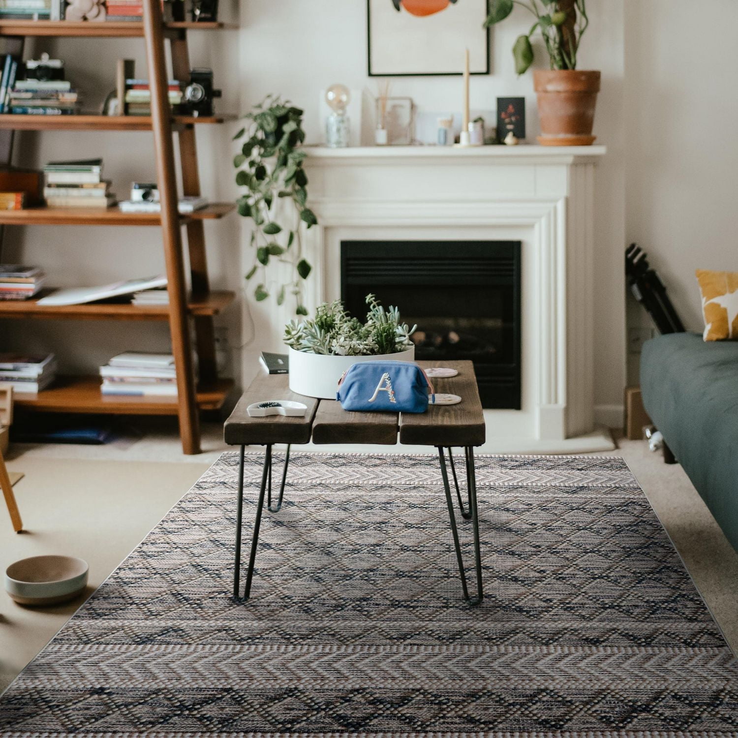 Tapis d'appoint Mirage Macomb crème et bleu 3 pi x 5 pi