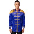 thumbnail image 1 of iiniim Mens 60s Hipper Costume High Slit Gold Trim Add Accessories Sergeant Icon Hippy Fancy Dress Up Royal Blue L, 1 of 6