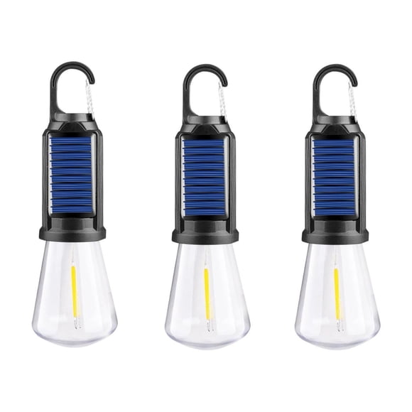 ZZkhGO Solar Outdoor Warm Light Bulb, Rechargeable LED Camping Light with Type-C, Vintage Bulb Lighting for Camping Yard Decoration