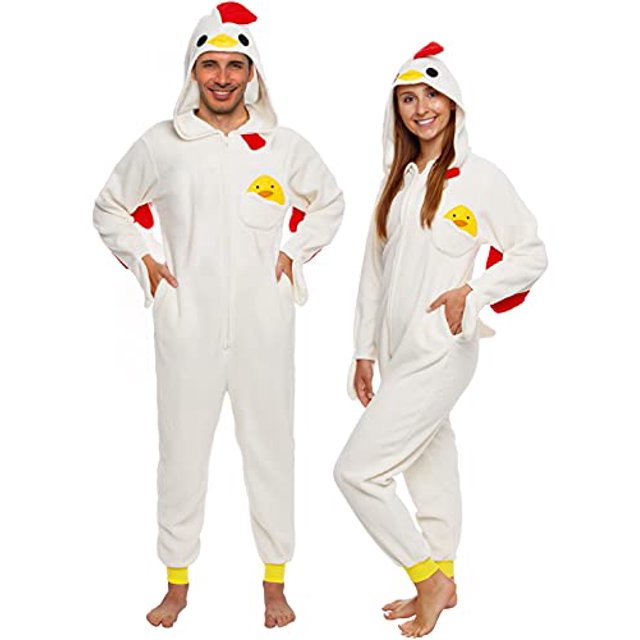 Silver Lilly Pyjama Animal - Costume de Poulet Adulte - Cosplay de Coq (Grand) Beige