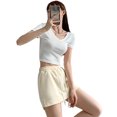 thumbnail image 4 of Youkk Shorts Jupes Robes pour Femmes, Mini Robe Décontractée à Cordon Taille Haute Style Coréen pour Sports Beige Lait TG, 4 of 6