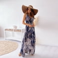 thumbnail image 3 of Aqestyerly Robe à Col en V pour Femmes Sans Manches Mi-Mollet Longue Robe Aguichant Dos Ouvert Design Imprimé Tenue Décontractée d'Été HWRETIE, 3 of 6