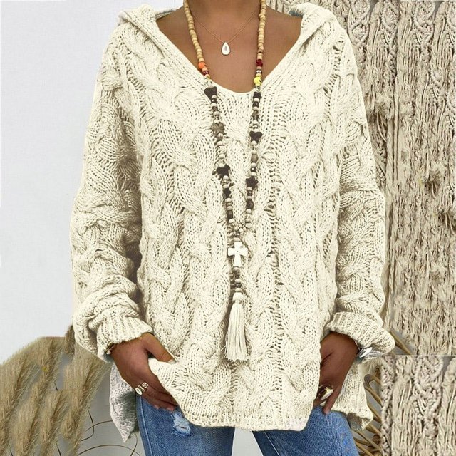 EGNMCR Cardigans pour Femmes, Pulls pour Femmes Mode Ample Grande Taille Couleur Capuche Manches Longues Hauts Chandail Femmes
