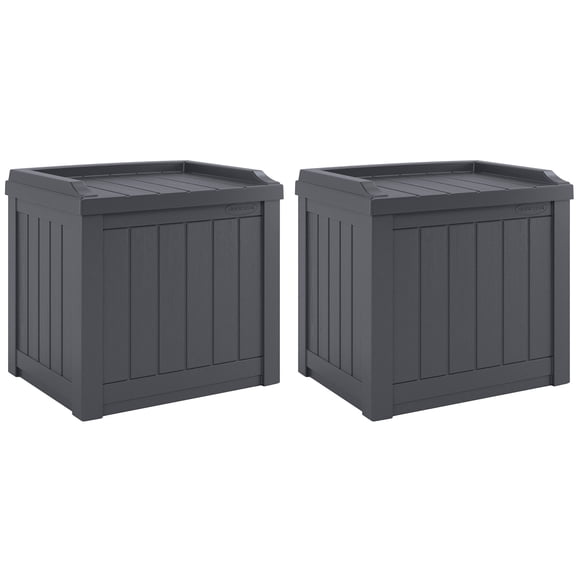 Suncast 22 Gal Outdoor Patio Small Deck Box with Storage Seat (2 Pack)