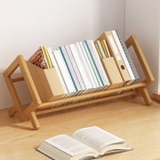 Yunuuuoa Wooden Desktop Book Organizer, Tilting Bookcase for Living Room & Home Office, Book Caddy Storage Rack, Magazine Display Shelf, Modern Bookshelf Organizer for Desk