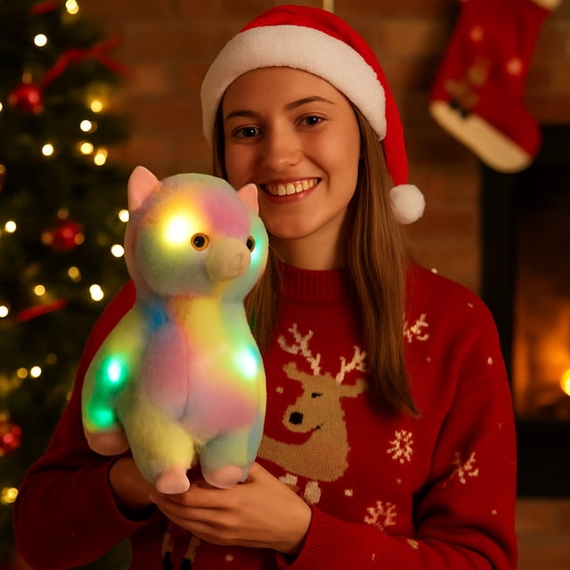 YANGHONGY Colorful Color Changing Glowing Alpacas and Rabbits Stuffed Dolls Color Lovely Stuffed Toy for Boy And Girl Holiday Gift Birthday Gift