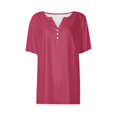 thumbnail image 5 of Yuyuzo Womens Summer Tops Notch V Neck Button Tunic Tops Short Sleeve Loose Summer Basic Tee Shirts, 5 of 5