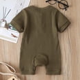 thumbnail image 3 of Wangsaura Newborn baby short-sleeved solid color knitted ribbed buttonjumpsuit, 3 of 4