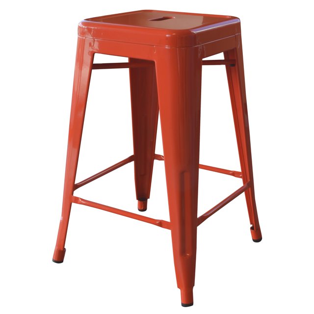 AmeriHome BS24ORNGS Tabouret de Bar en Métal Orange Loft 24 Pouces