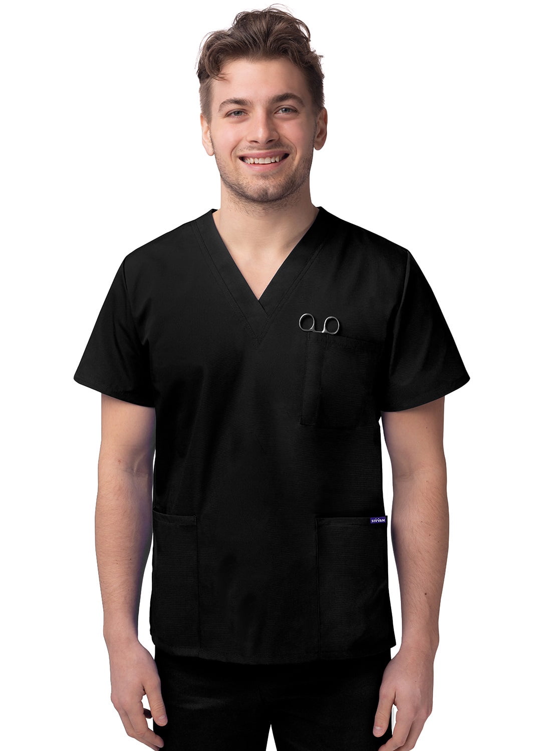Sivvan Haut d'Uniforme Unisexe à Col en V à 3 Poches (Offert en 15 Couleurs)