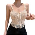 thumbnail image 2 of LSLJS Débardeurs à Bretelles Spaghetti pour Femmes Mode Femmes Camisoles Ajourées à Col Rond Gilet Dames Uni Ajusté Court Hauts, 2 of 9