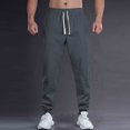 thumbnail image 3 of Ceisia Men Solid Color Loose Casual Pants Elastic Waist Drawstring Sports Gift Work Trousers, 3 of 4