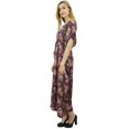 thumbnail image 3 of Bimba Robe Longue Maxi en Satin à Cordon, Kimono Kaftan Floral pour Femme, Bordeaux - 16, 3 of 8