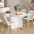 thumbnail image 2 of HOMCOM Foldable Dining Table with Storage Shelves Drop Leaf Wheels, White, 2 of 10
