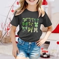 thumbnail image 2 of T-shirts Filles Été Col Rond Manches Courtes Nœud Imprimé Coupe Décontractée Basiques Hauts Filles Noir 10-11 Ans, 2 of 4