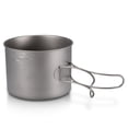thumbnail image 2 of Ultralight Titanium Cookset Outdoor Camping Cookware Set 900ml Pot and 350ml Fry Pan with Folding Handles, 2 of 7