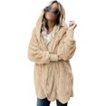 thumbnail image 1 of Innerwin Coat Hooded Ladies Outwear Winter Warm Long Sleeve Fuzzy Jacket Beige XXL, 1 of 6