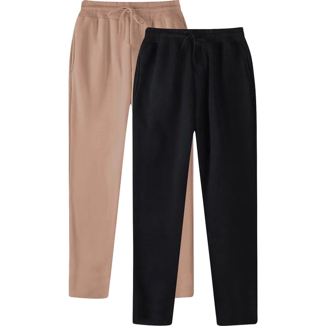 Men's Hip Hop Pants Casual Solid Color Track Cuff Lace Up Workout Pants With Pocket 2 Pcs