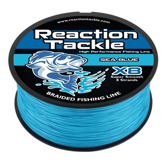 Reaction Tackle X8 Tresse de Pêche à 8 Brins – Tresse PE Super Solide et Résistante à l'Abrasion – Longue Portée, Zéro Étirement – Eau Douce et Eau Salée - Bleu Mer - 25 Lb / 300 Yd