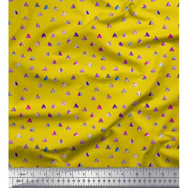 Soimoi Poly Georgette Tissu Texture & Triangle Géométrique Tissu Imprime par Yard 42 Pouces de Large